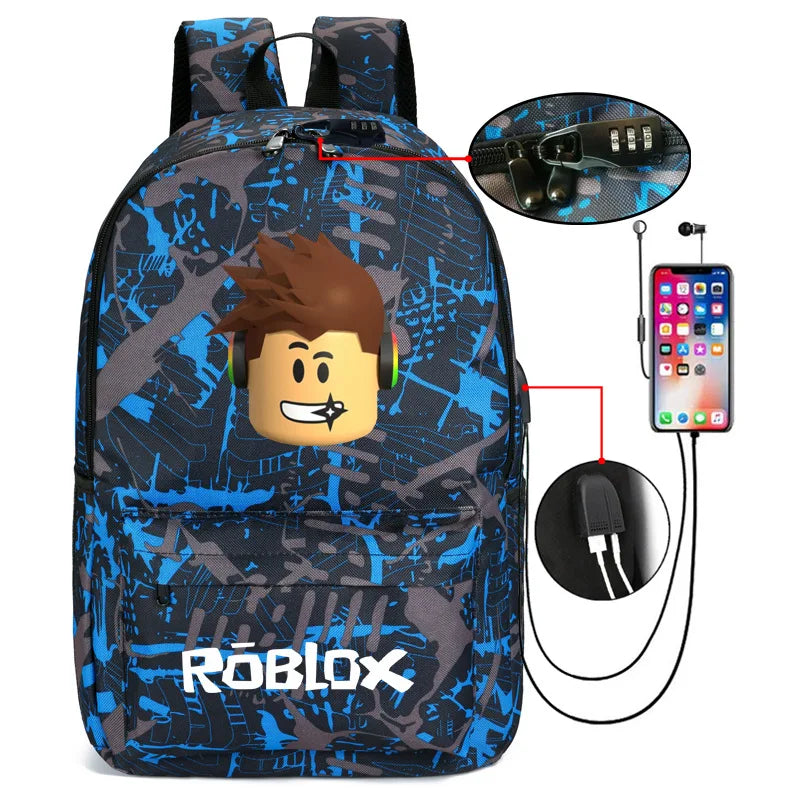 Lightning Backpack USB Anti-theft Women Bagpack Canvas Student Backpack