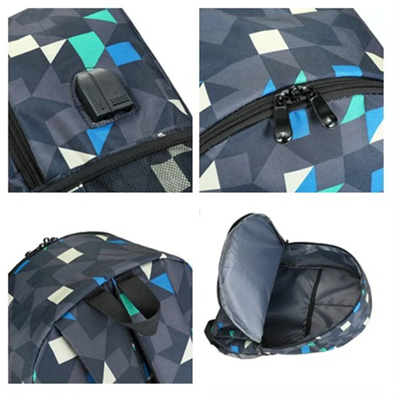 Lightning Backpack USB Anti-theft Women Bagpack Canvas Student Backpack
