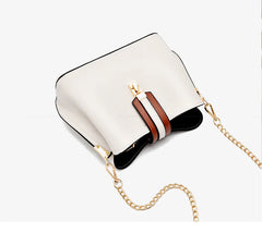 LNS Chains Bucket Bag Women PU Leather Shoulder Bag Lady Crossbody Bag
