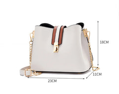 LNS Chains Bucket Bag Women PU Leather Shoulder Bag Lady Crossbody Bag