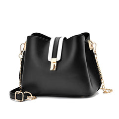 LNS Chains Bucket Bag Women PU Leather Shoulder Bag Lady Crossbody Bag