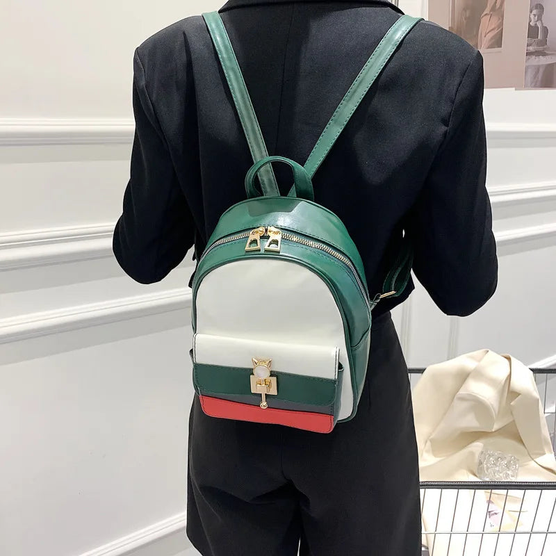 Brown Crossbody Backpack Purse for Women Rucksack School Book Bag B334