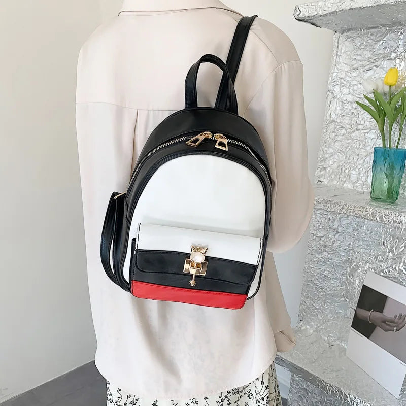 Brown Crossbody Backpack Purse for Women Rucksack School Book Bag B334
