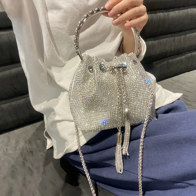 Silver Rhinestone Women's Shoulder Bag