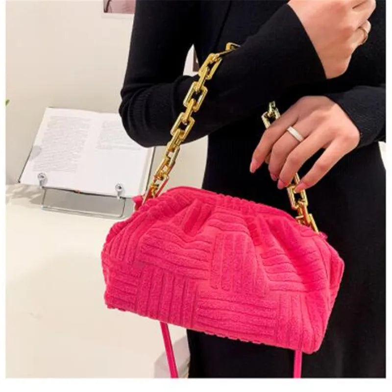 Women Embossed Clutch Bag Handbag Large Capacity Striped Messenger Bag