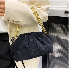 Women Embossed Clutch Bag Handbag Large Capacity Striped Messenger Bag