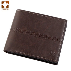 Men's Vintage Brown Slim Wallet Short Dollar Bifold
