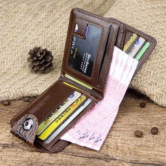 Men's Leather Short Wallet Vintage Crocodile Pattern