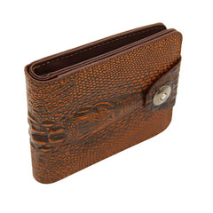 Men's Leather Wallet Vintage Short Purse Crocodile Pattern