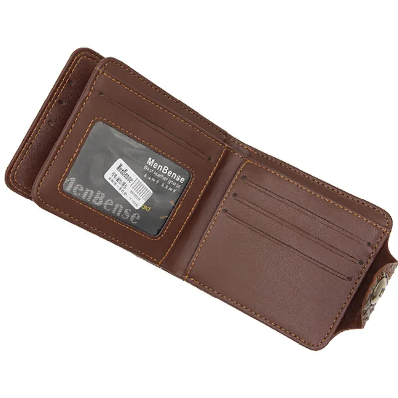 Men's Leather Wallet Vintage Short Purse Crocodile Pattern