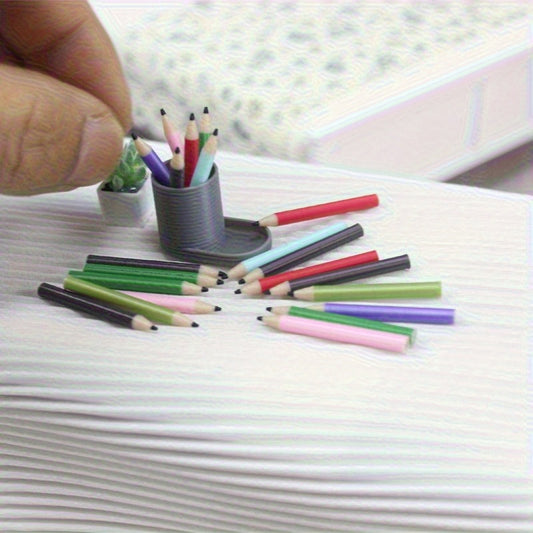1:12 Scale Colored Pencils Tiny Desk Accessories for Dollhouse Decor Diorama