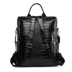 Crocodile Pattern Leather PU Backpack Large Capacity Travel Backpack