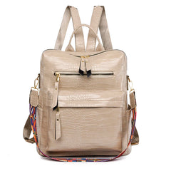 Crocodile Pattern Leather PU Backpack Large Capacity Travel Backpack