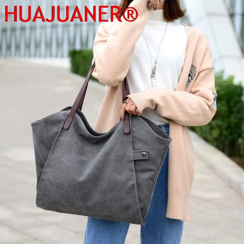 Women's Large Canvas Tote Bag - Stylish and Spacious Carryall