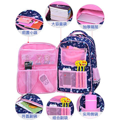 Girls Orthopedic School Backpack 1-6 Grade Flower Cartoon Print