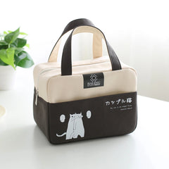 Thickened Cartoon Canvas Lunch Bag Thermal Insulated Bag
