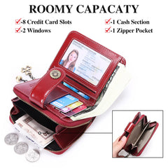 Women's Short Leather Wallet Mini Zero Wallet Driver's Wallet