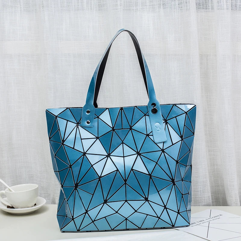 Large Hologram Beach Tote Shoulder Bag Silver