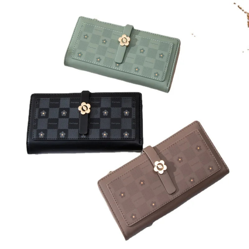 Women's Long Handbag Printing Buckle Folding Multi-function Bag