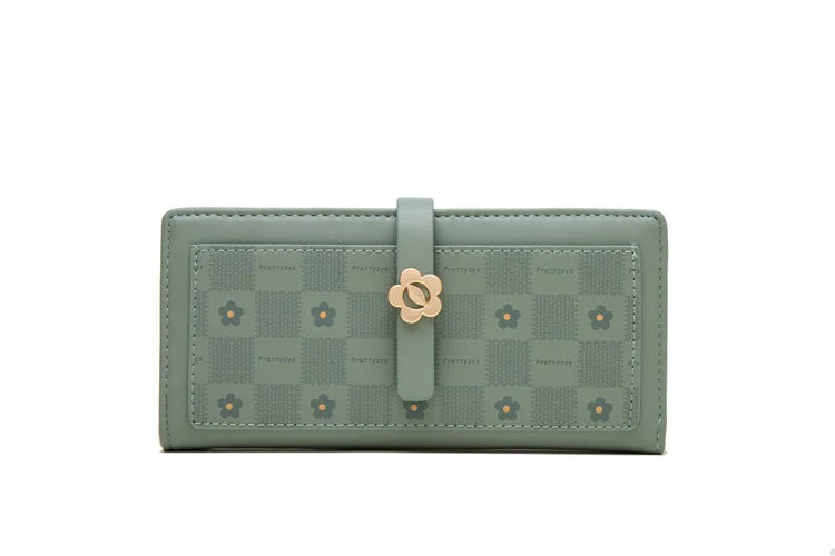 Women's Long Handbag Printing Buckle Folding Multi-function Bag