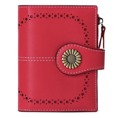 Women's Short Oil Wax Skin Wallet Zip Card Bag Wallet