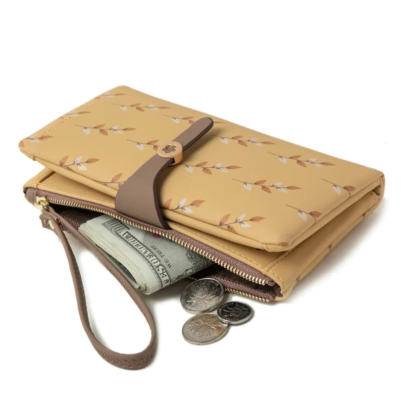 Women's Long Wallet with Zipper Wrist Strap