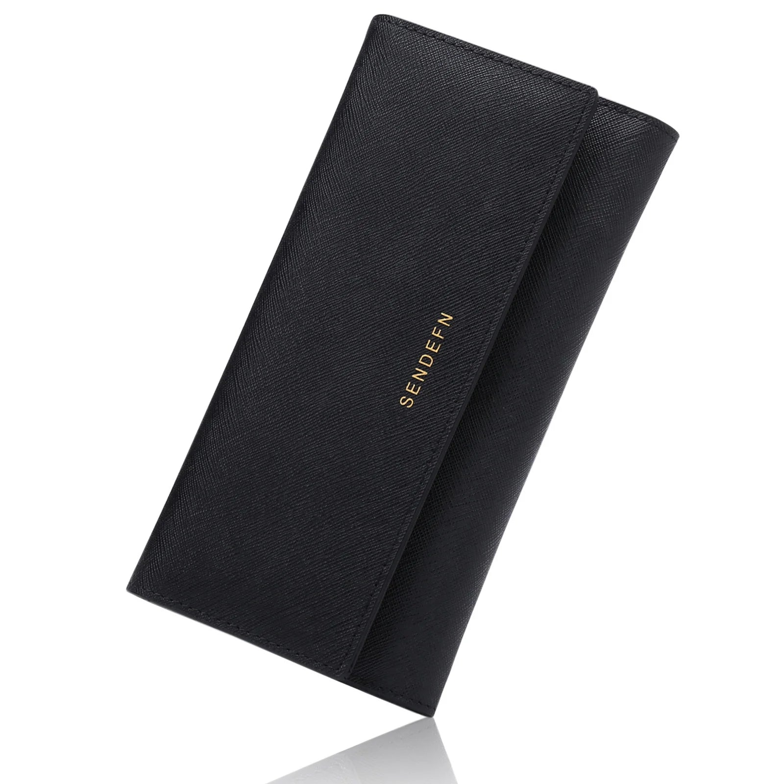 RFID Anti-Theft Long Wallet Cross Grain Cowhide Handbag