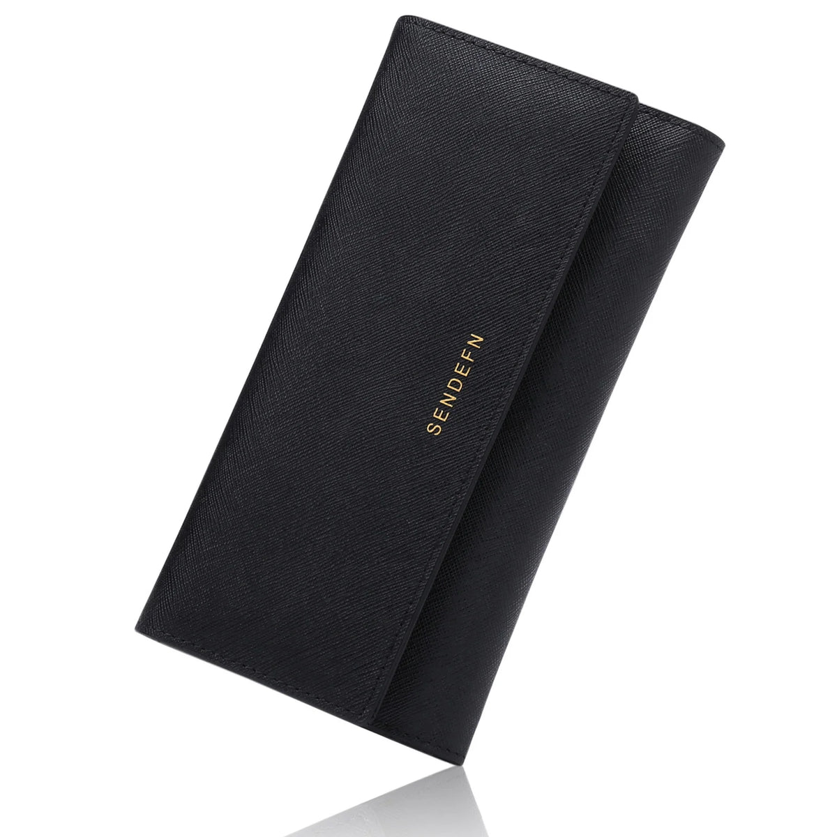 RFID Anti-Theft Long Wallet Cross Grain Cowhide Handbag