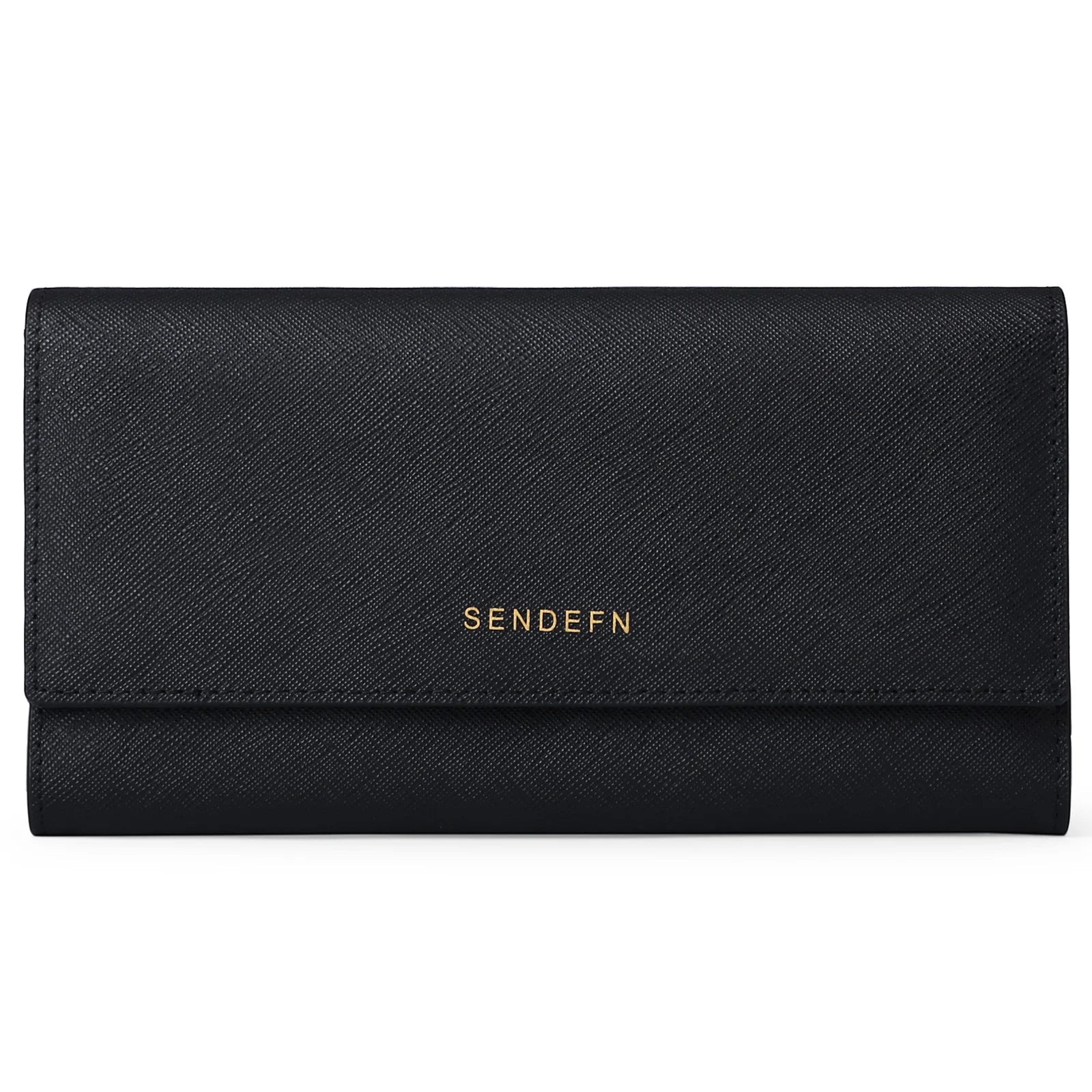 RFID Anti-Theft Long Wallet Cross Grain Cowhide Handbag