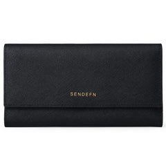 RFID Anti-Theft Long Wallet Cross Grain Cowhide Handbag