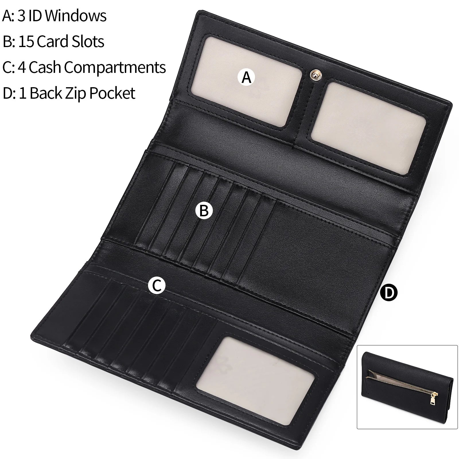 RFID Anti-Theft Long Wallet Cross Grain Cowhide Handbag
