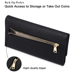 RFID Anti-Theft Long Wallet Cross Grain Cowhide Handbag