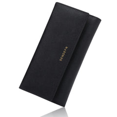RFID Anti-Theft Long Wallet Cross Grain Cowhide Handbag