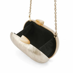 Nude Acrylic Clasp Box Clutch Crossbody Bag Women Handbags