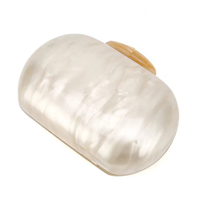 Nude Acrylic Clasp Box Clutch Crossbody Bag Women Handbags