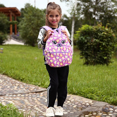Plush Cat Bag Cartoon Schoolbags for Girls Small Kid Backpack