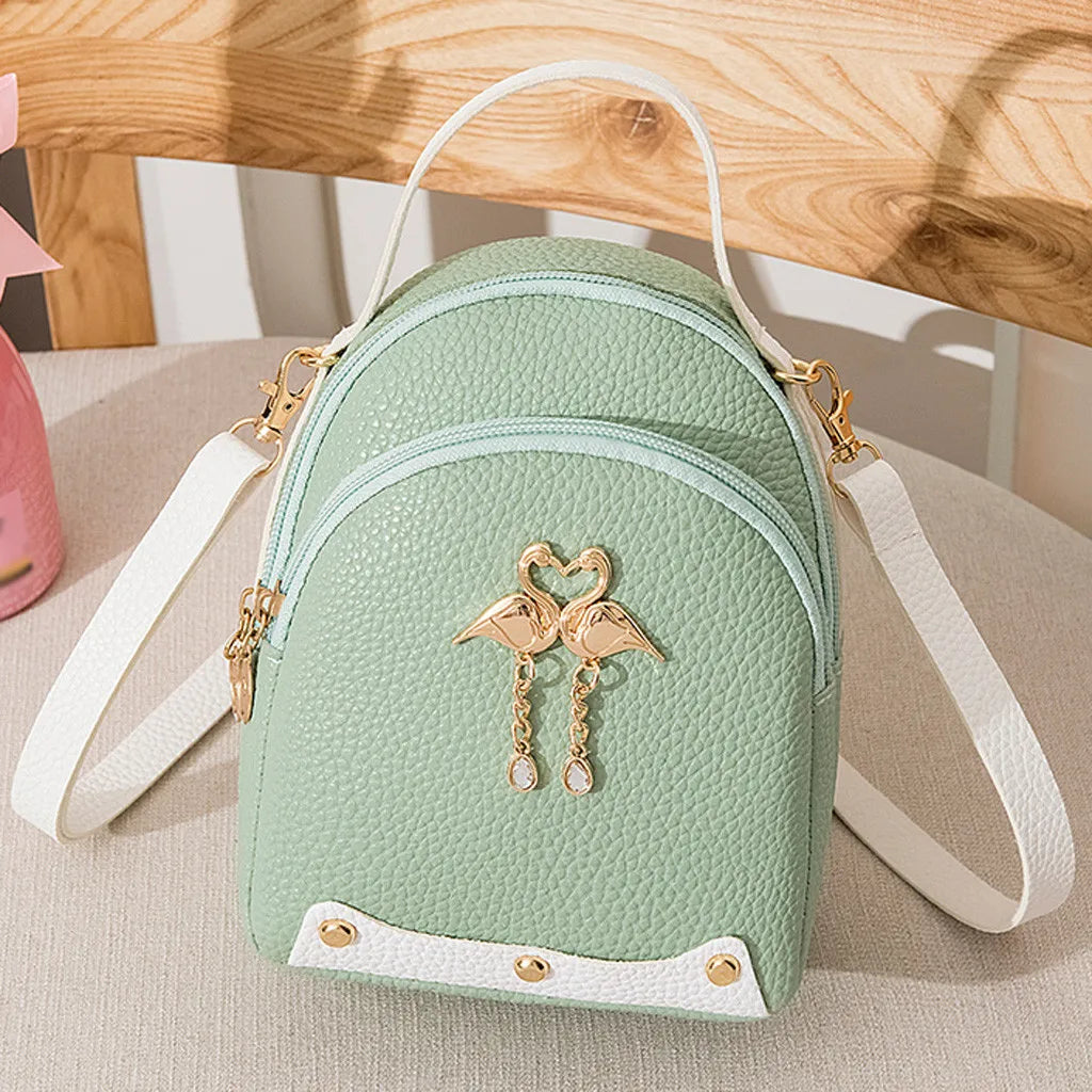 Women Style Backpack Leather Backpack Solid Mini Backpack school Bag Girl