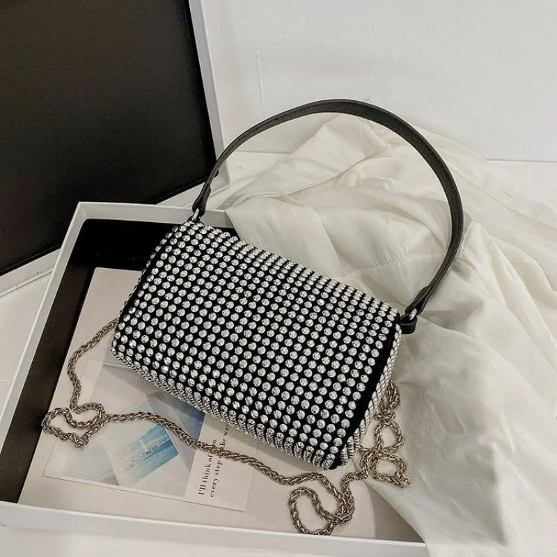 PU Rhinestone Diamond Underarm Bag Handbag