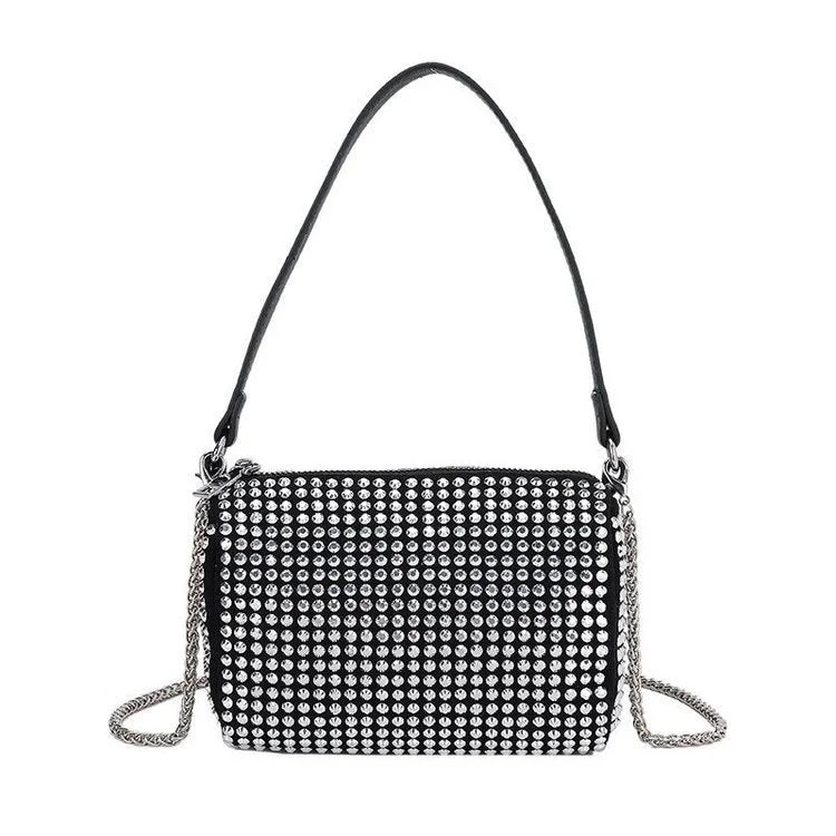 PU Rhinestone Diamond Underarm Bag Handbag