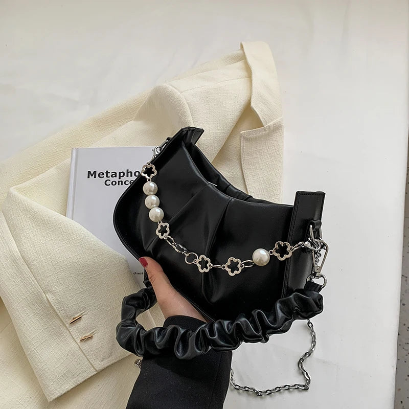 Fashionable Pleated Underarm Bag High-End Messenger Bag