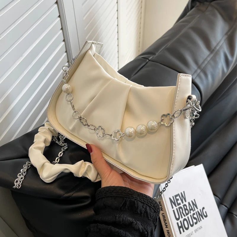 Fashionable Pleated Underarm Bag High-End Messenger Bag
