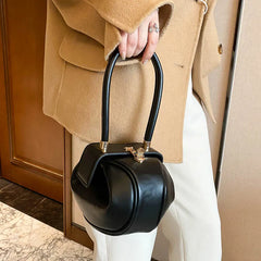 Women's Round Leather Hand Bag