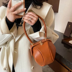 Women's Round Leather Hand Bag