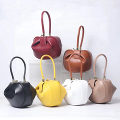 Women's Round Leather Hand Bag