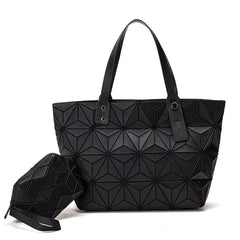 Geometric Quilted Shoulder Bags Set Plain Folding Handbags for Women