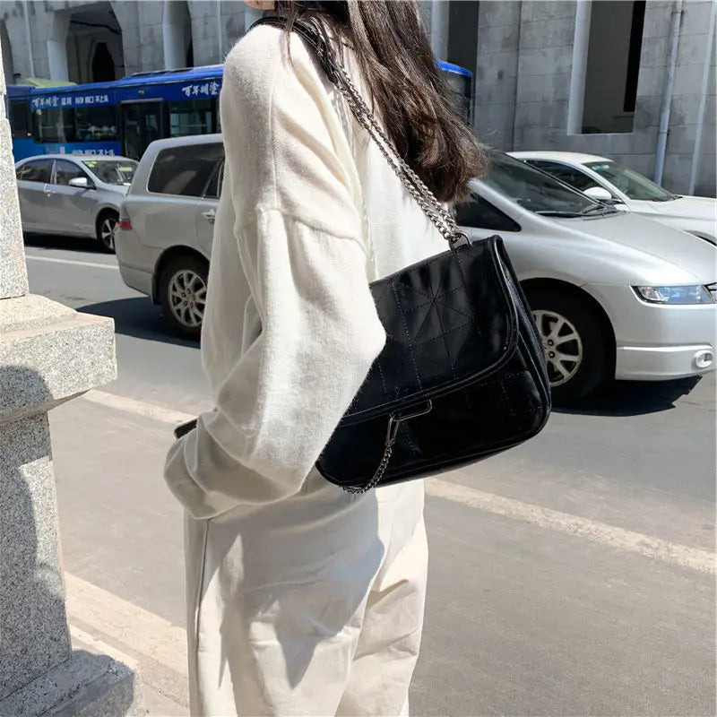Crossbody Handbag for Women Rhombus All Match Large Capacity Shoulder Bag
