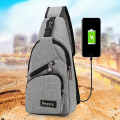 Shuangzi USB Charge Shoulder Bag Men Messenger Waterproof Sling Chest