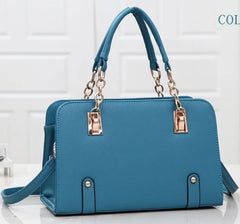 Stacy Leather Handbag with Chains Tote Shoulder Bag