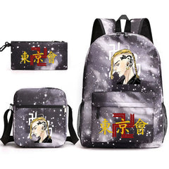 Tokyo Revengers Printed Backpack Canvas School Bag 3 Pieces Set
