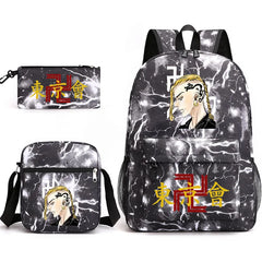 Tokyo Revengers Printed Backpack Canvas School Bag 3 Pieces Set